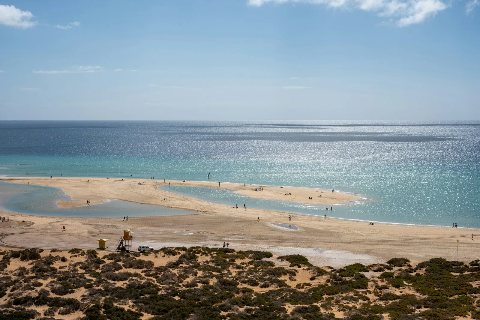 Dramatic ridge of the Jandía mountains rising above the wild Atlantic coast of southern Fuerteventura